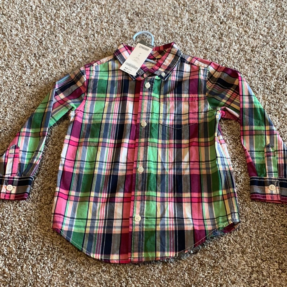 Boys light weight plaid button up